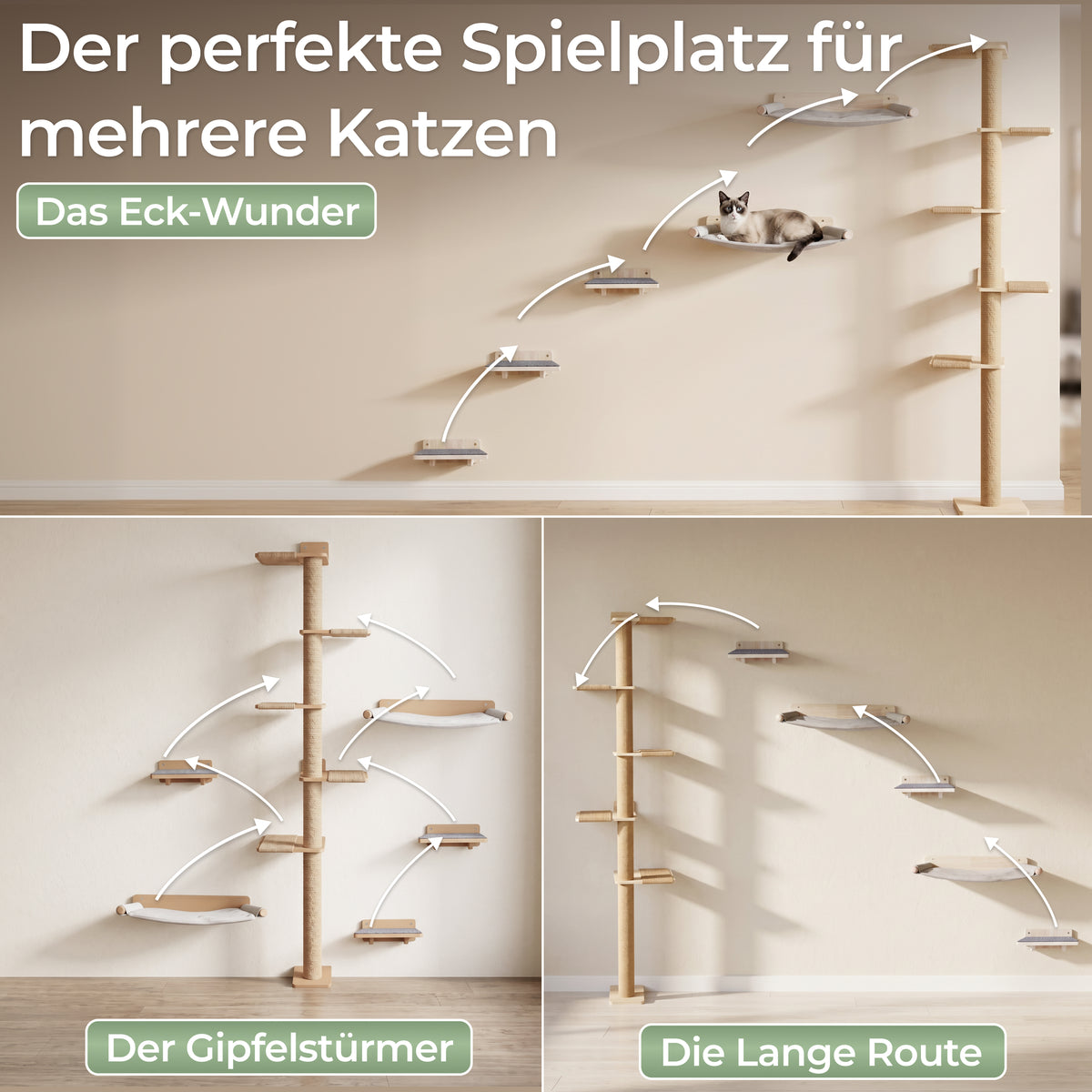 Montage mit Winkeln an der Wand, ohne Deckenspanner