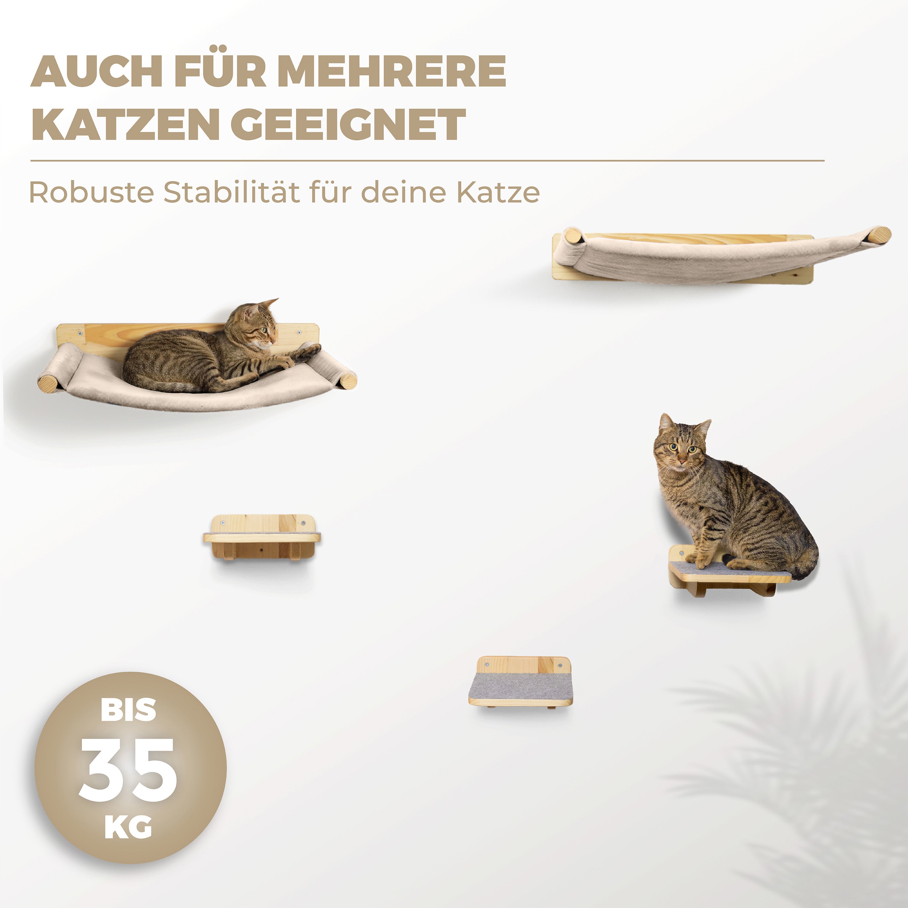 Kletterwand-Katzenhängematte Set inkl. 2 Hängematten 3X Katzentreppen