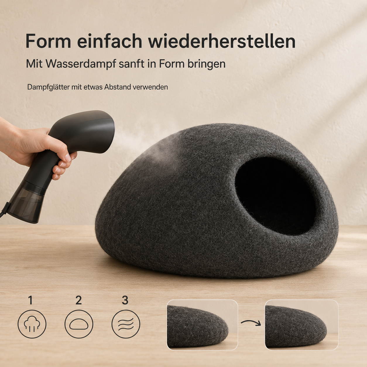 Form einfach wiederherstellen – mit Wasserdampf in Form bringen