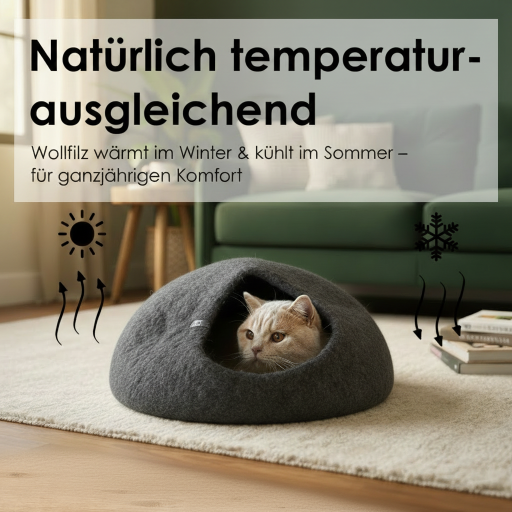 Natürlich temperaturausgleichend – Wollfilz warm im Winter kühl im Sommer, Anthrazit