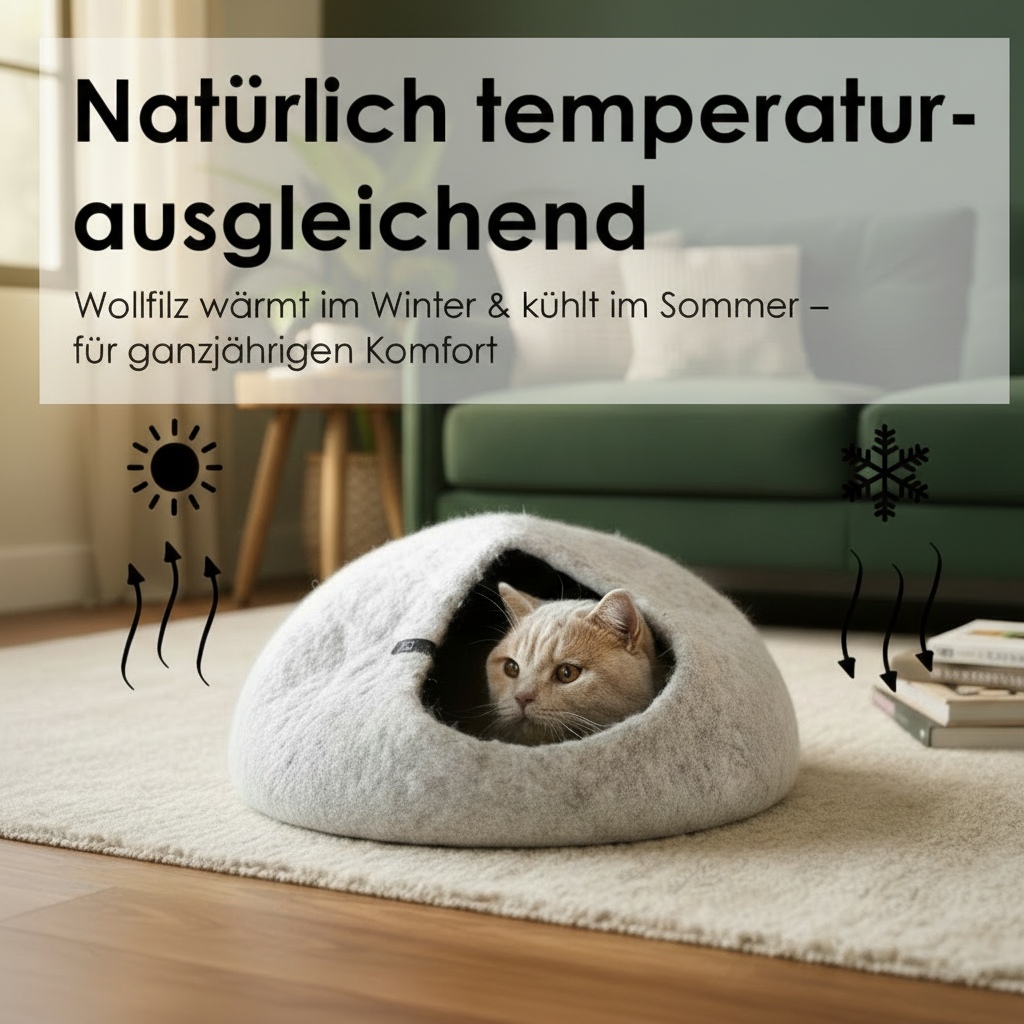 Natürlich temperaturausgleichend – Wollfilz warm im Winter kühl im Sommer, Naturhell