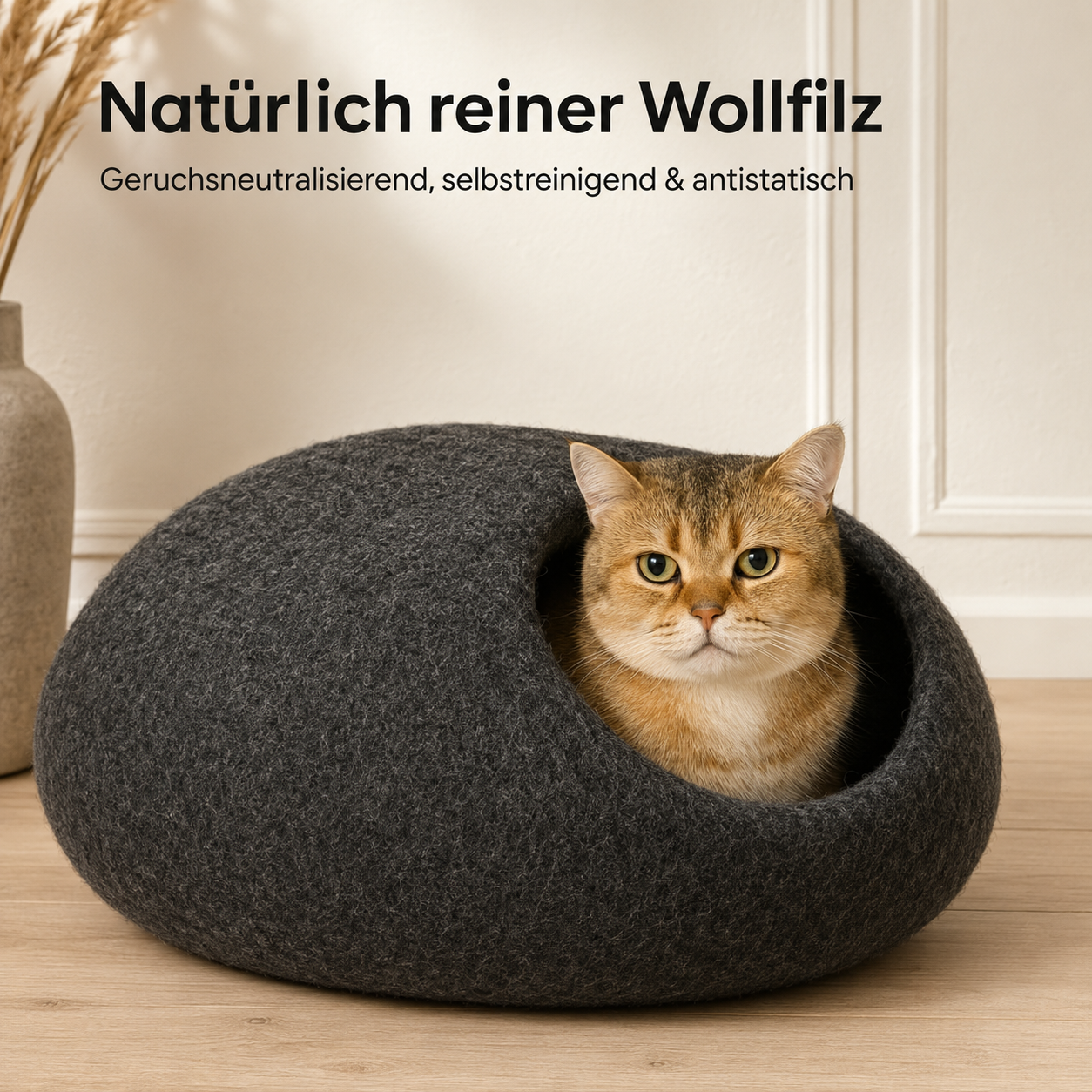 Naturreiner Wollfilz – Cosy Cave Anthrazit