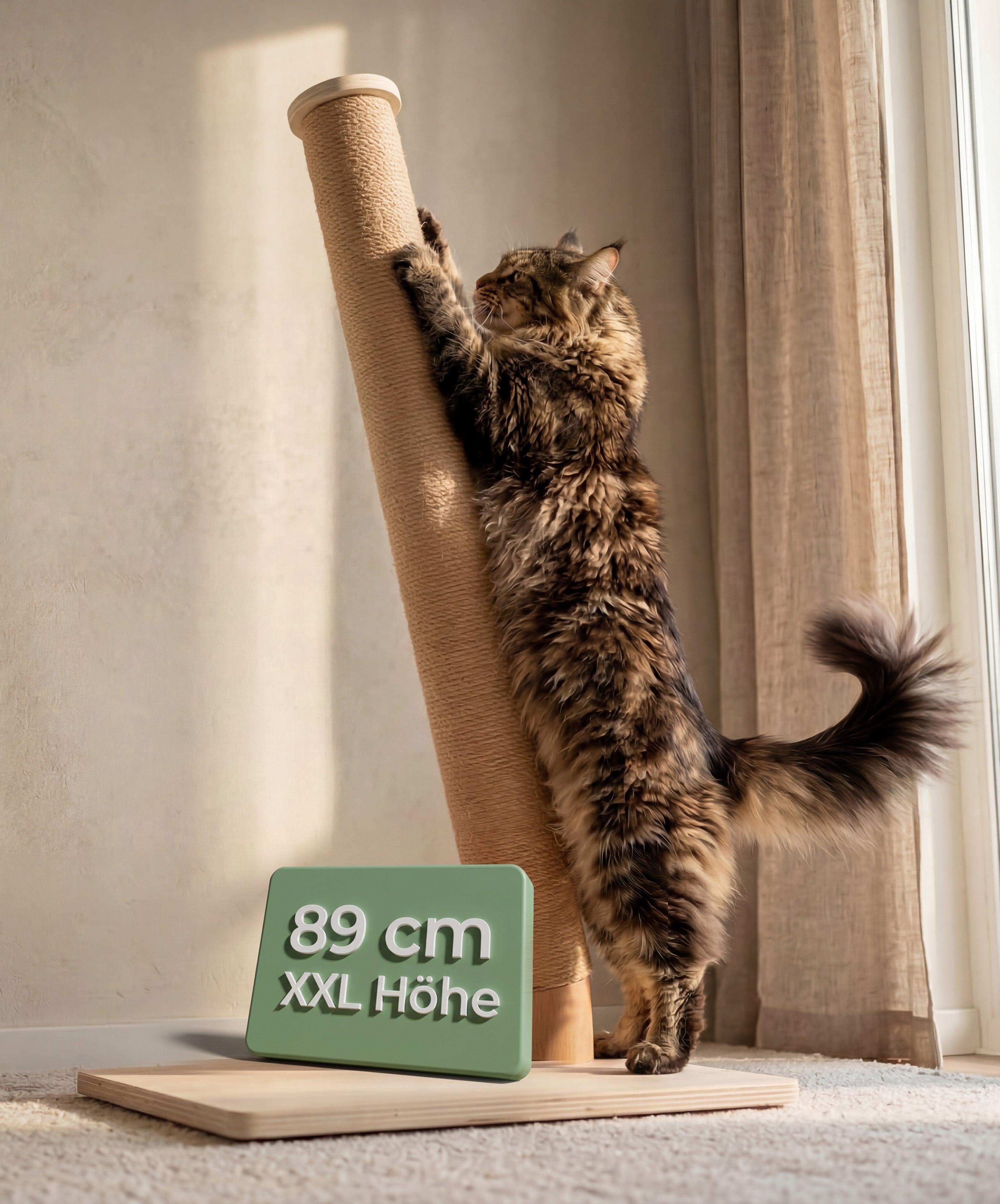 WOOWOOD Katzenkratzsäule - Kratzbaum Holz 89 cm