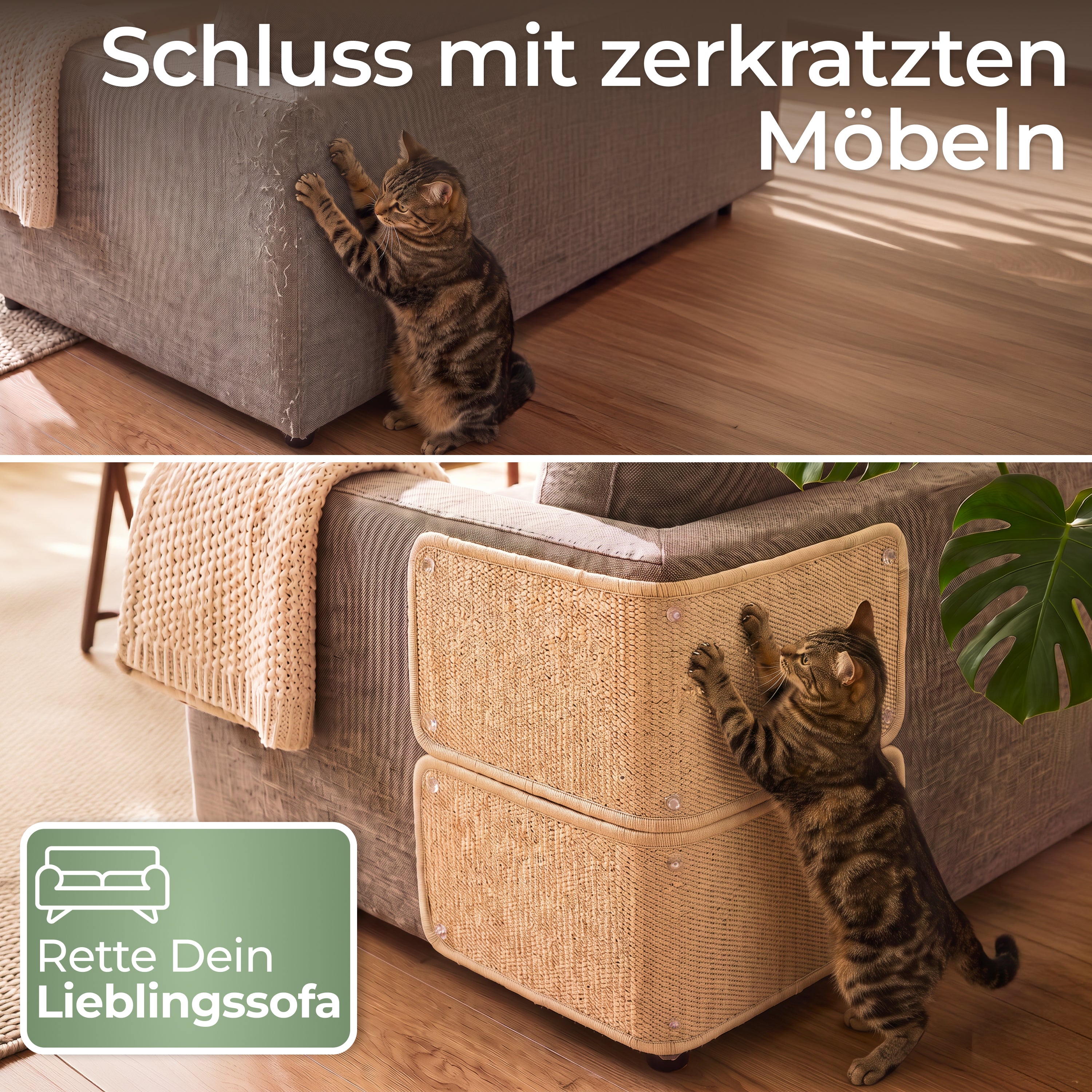 Kratzschutz Sisalmatte 2er Set für Sofa und Möbel