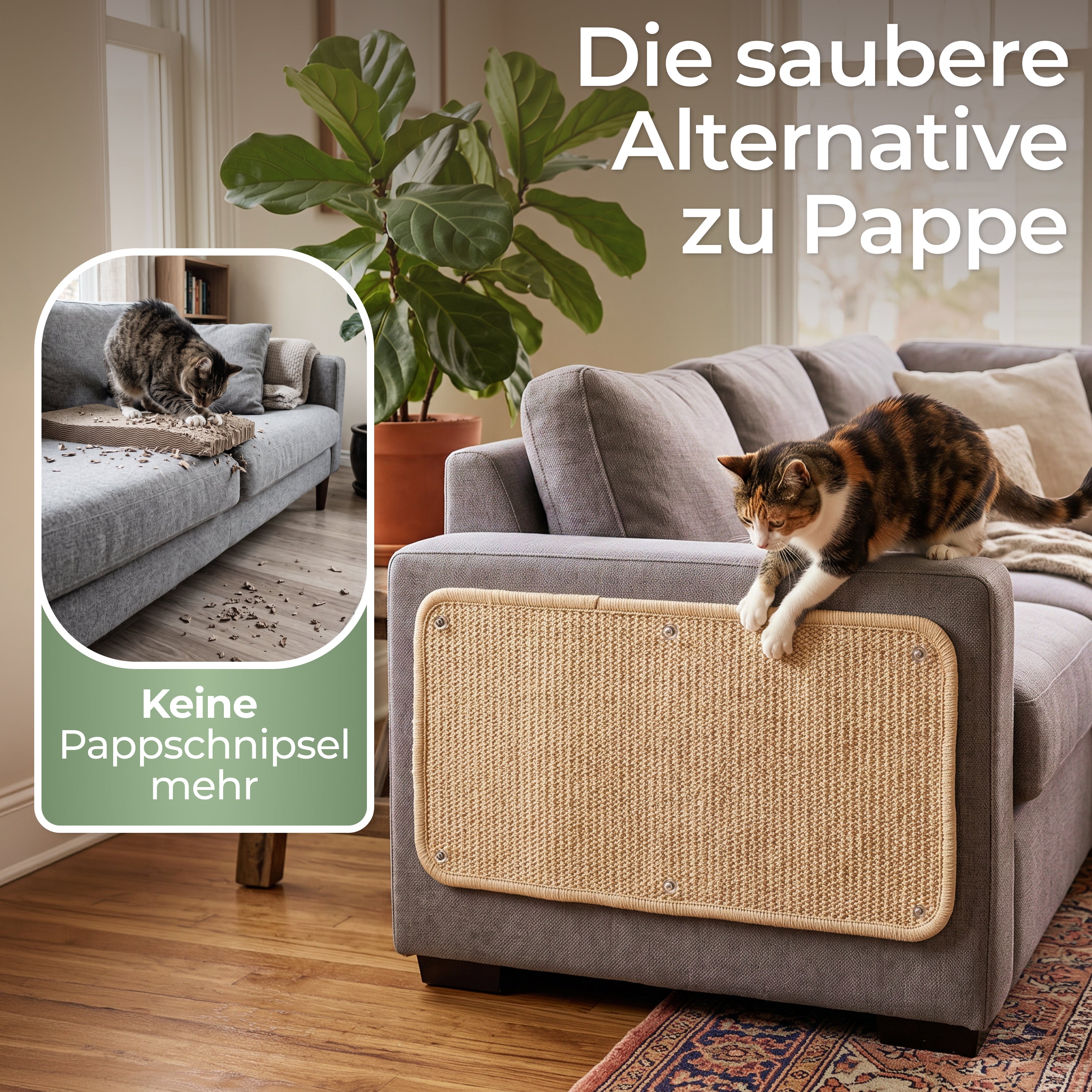 Kratzschutz Sisalmatte 2er Set für Sofa und Möbel