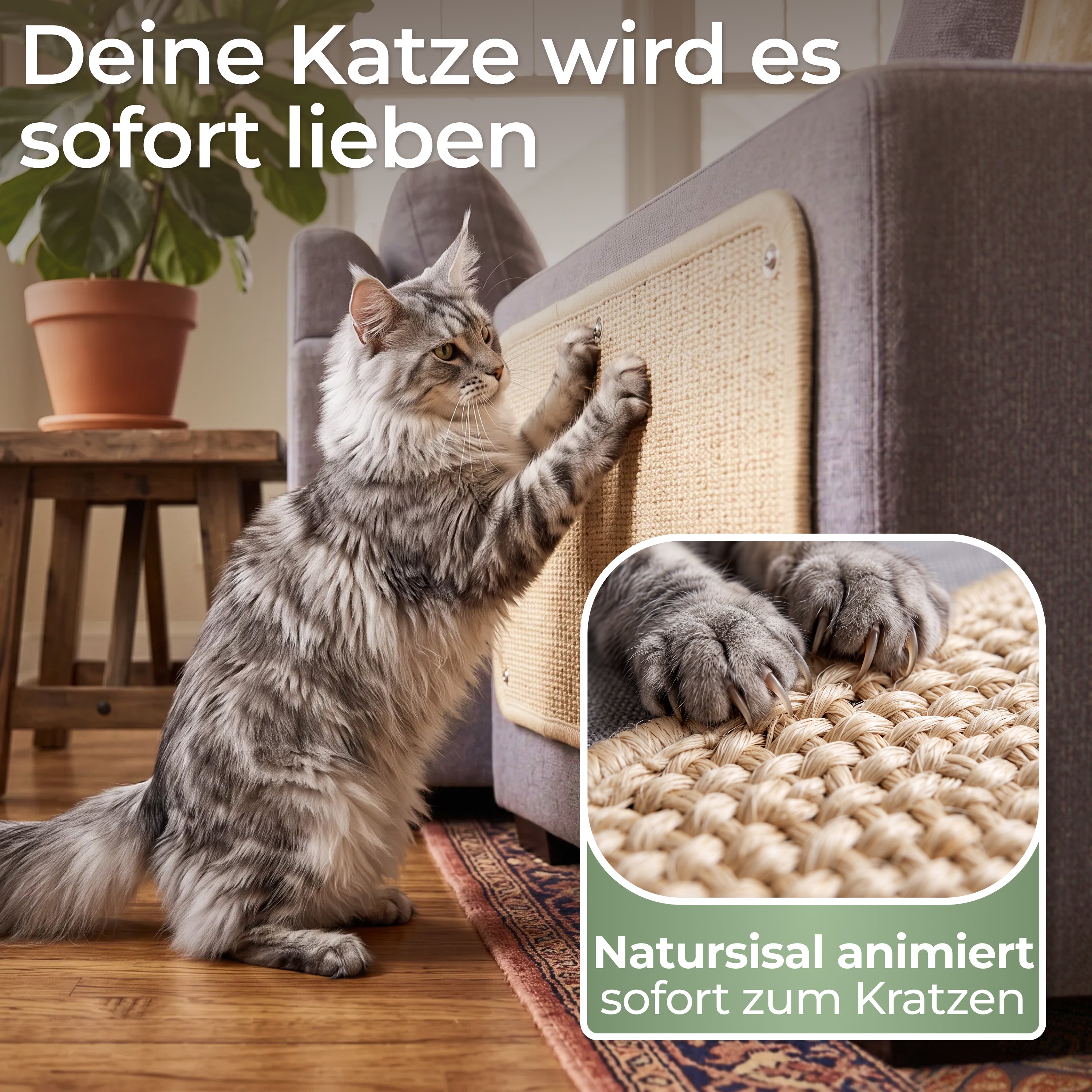 Kratzschutz Sisalmatte 2er Set für Sofa und Möbel
