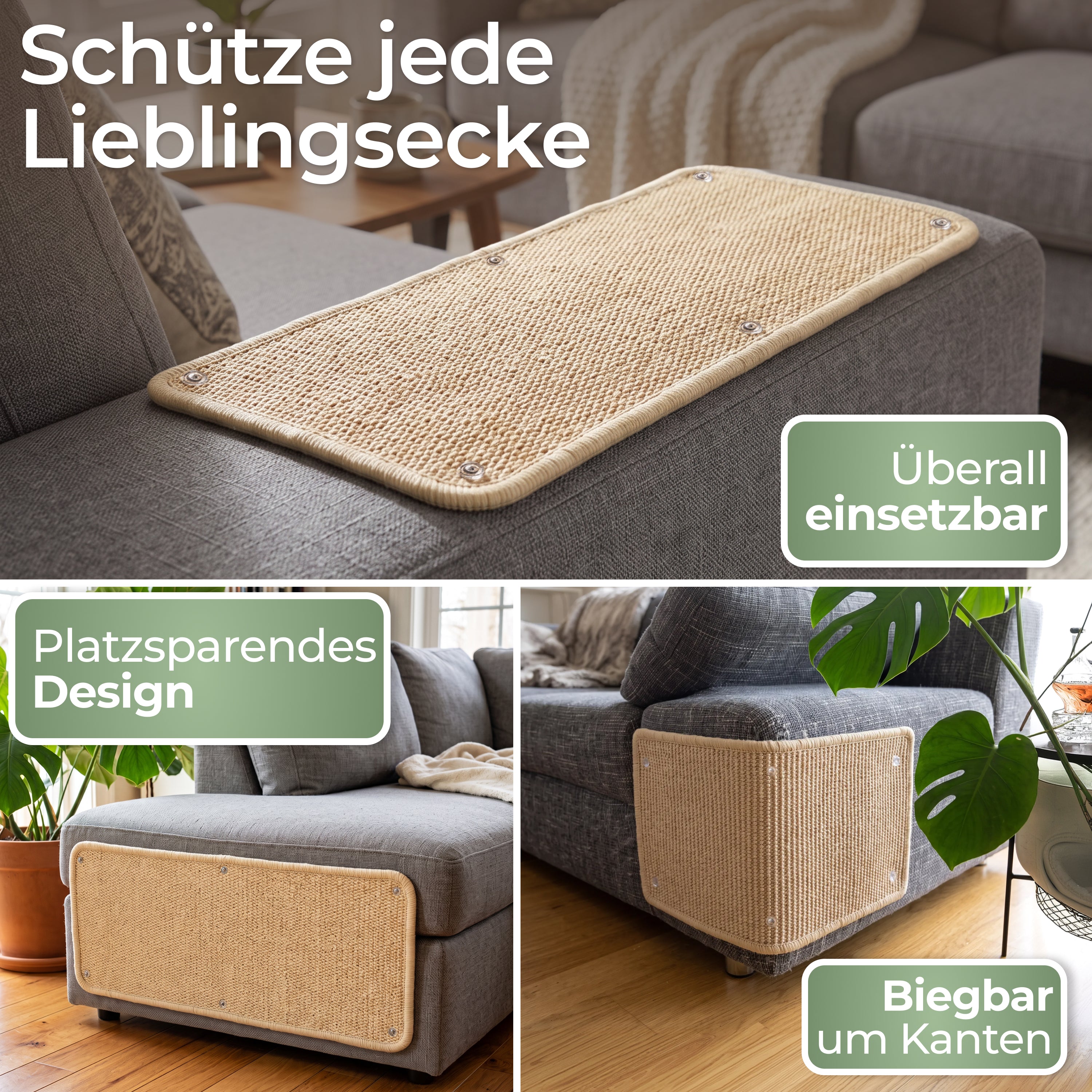 Kratzschutz Sisalmatte 2er Set für Sofa und Möbel