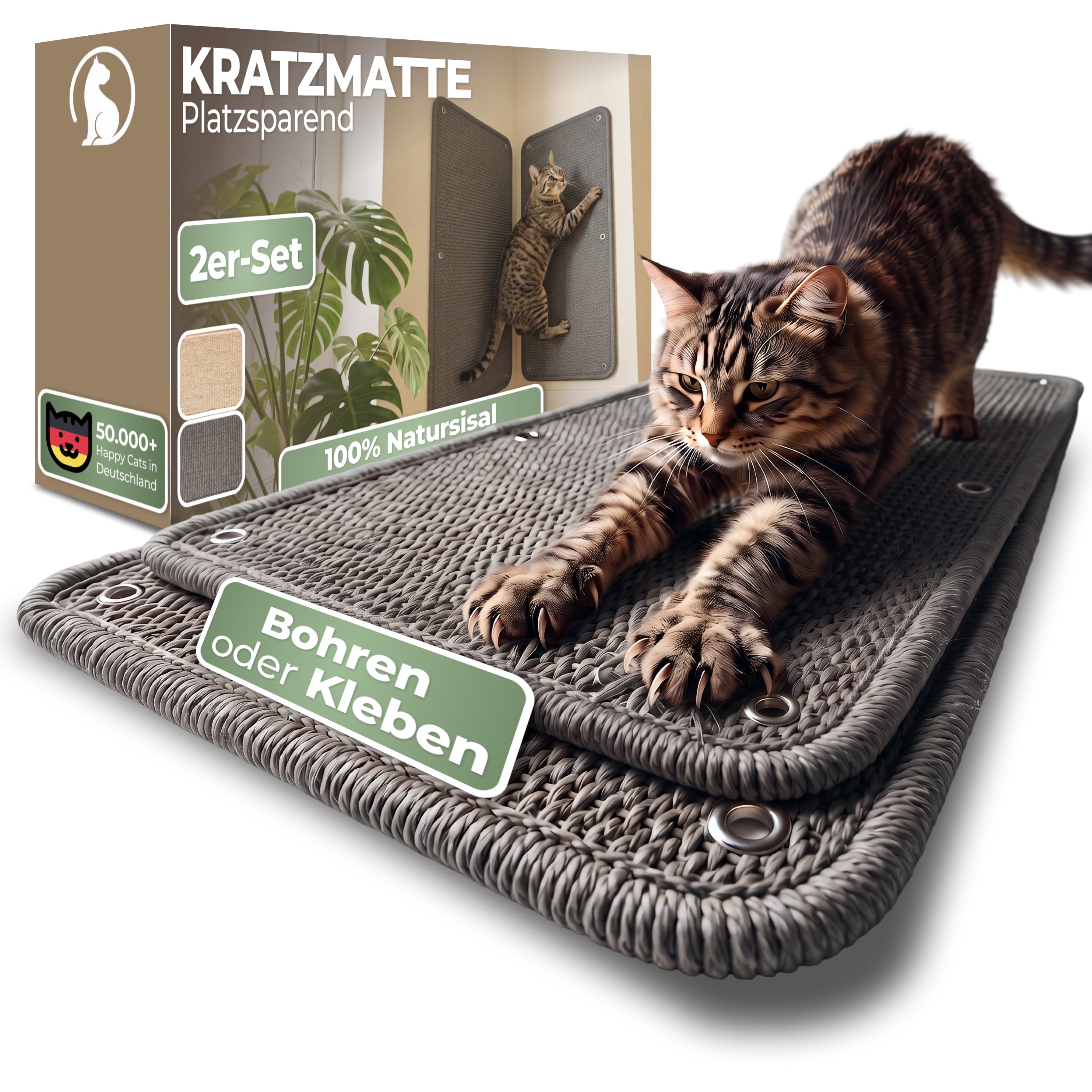 WOOWOOD Kratzschutz Sisalmatte Wand grau