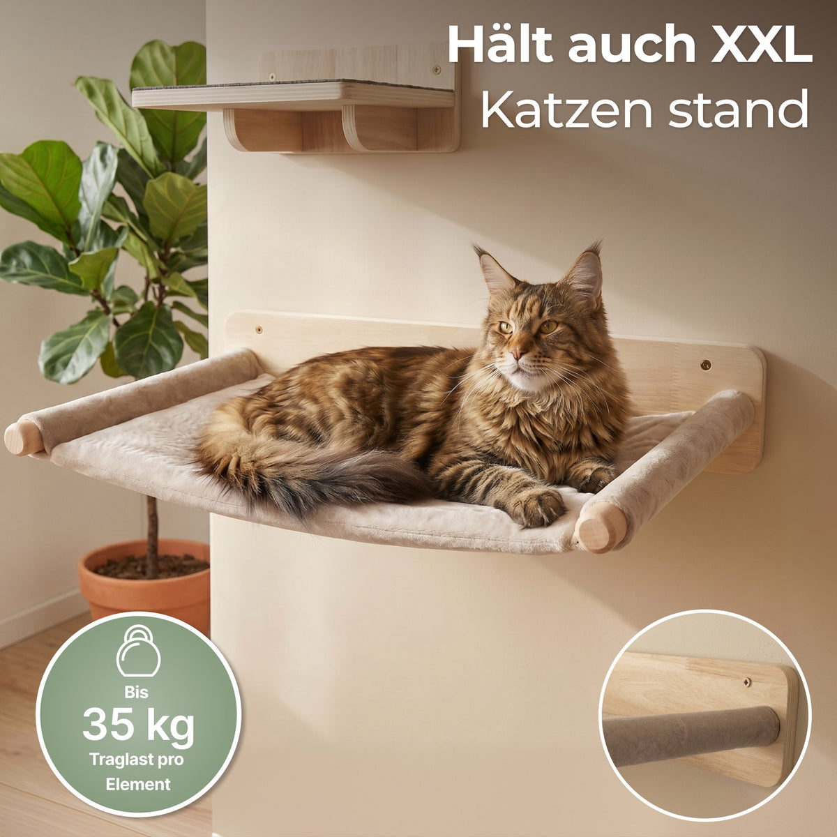 Hält auch XXL Katzen stand – bis 35 kg pro Element