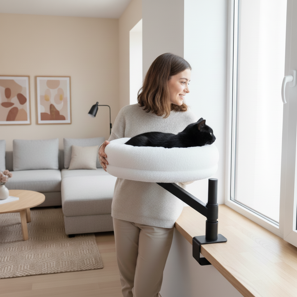 WOOWOOD® Tisch-Katzenliege – Dein Büroplatz mit Katzenkomfort