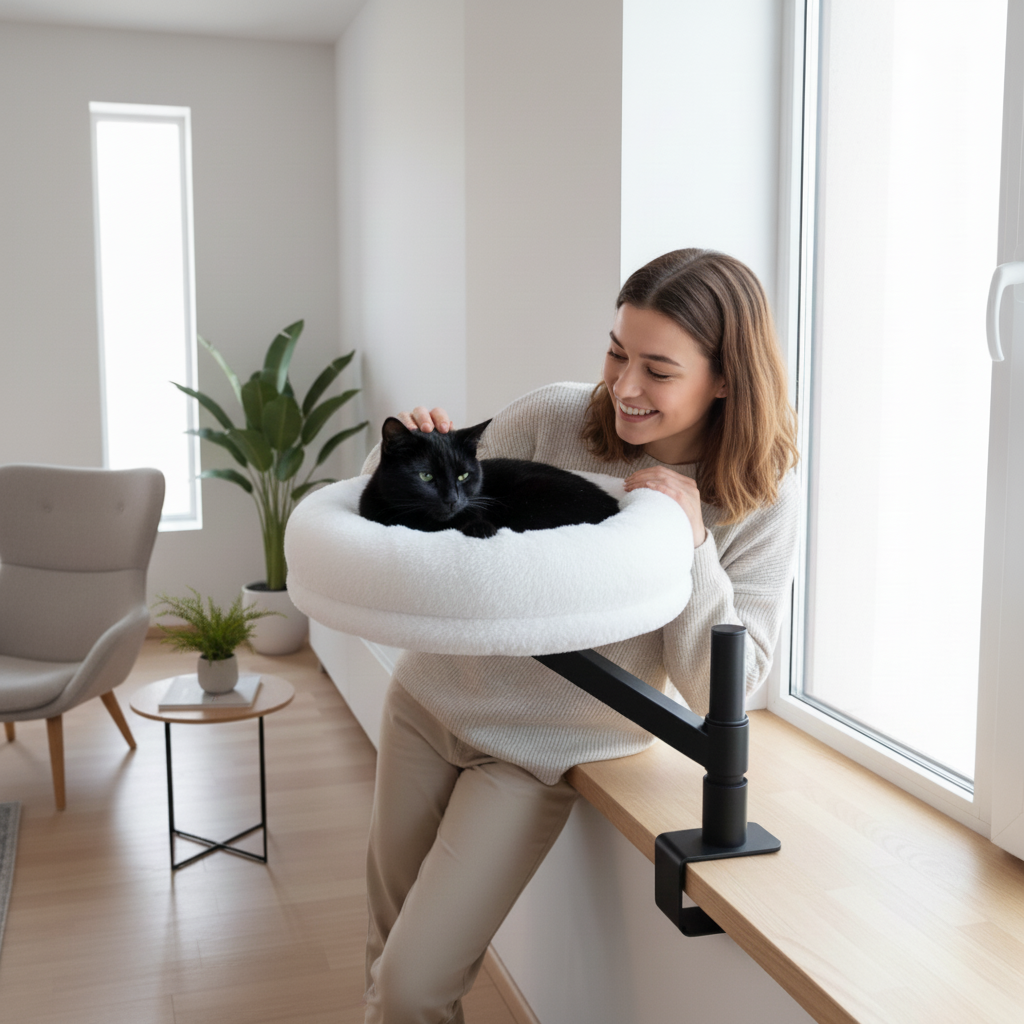 WOOWOOD® Tisch-Katzenliege – Dein Büroplatz mit Katzenkomfort