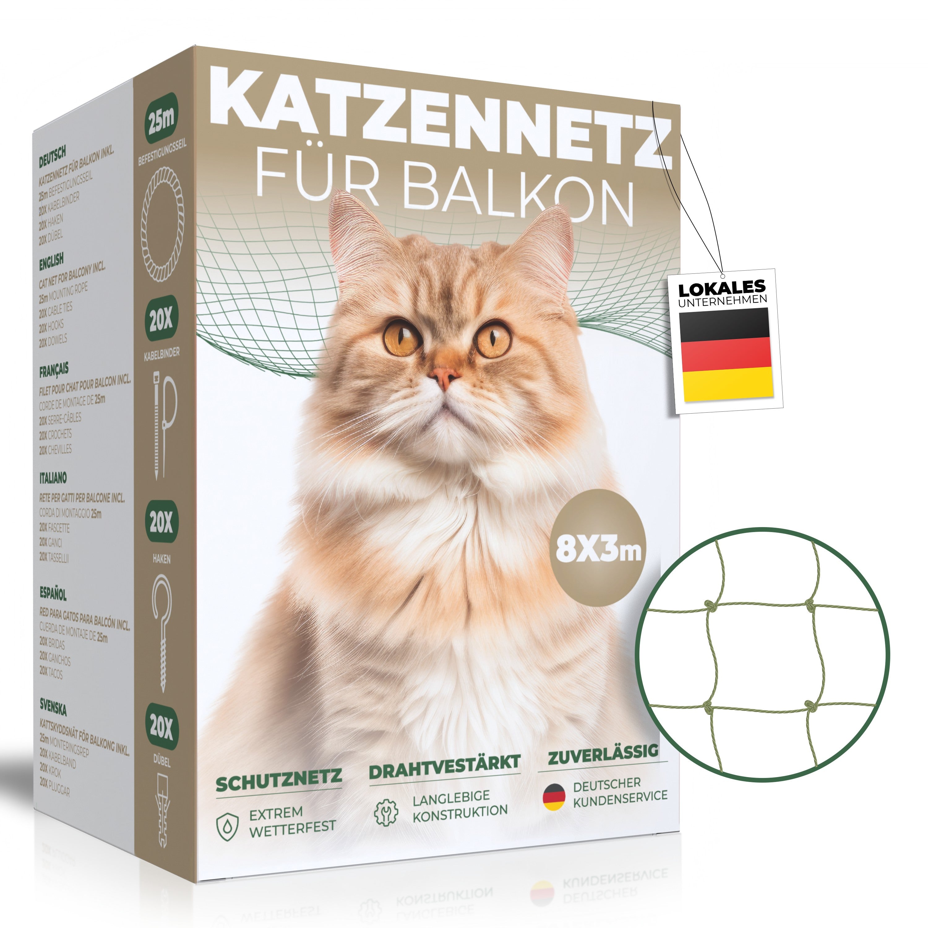 Katzennetz für Balkon 8m x 3m