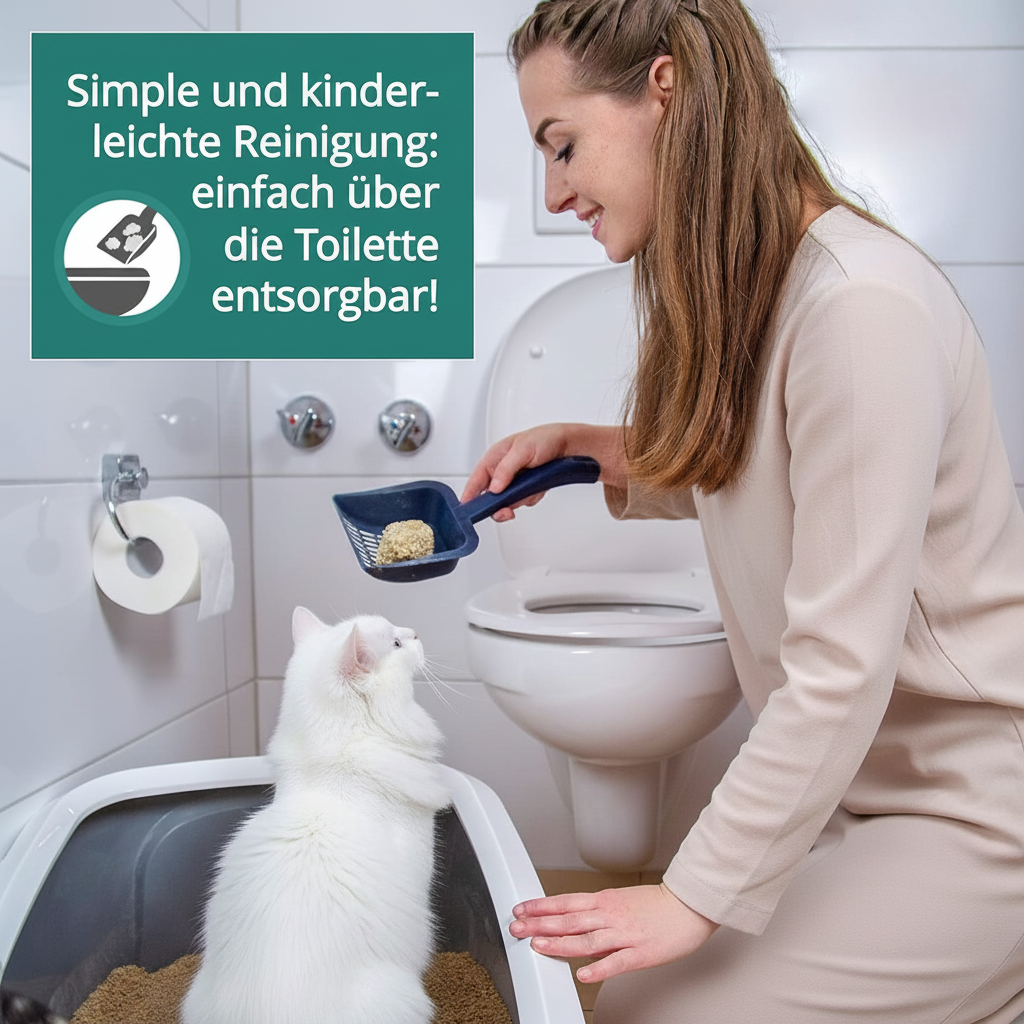 WOOWOOD® Klumpendes Bio-Katzenstreu aus Holz [100 % Natürlich] – pflanzlich & kompostierbar – in der Toilette entsorgbar (Fein, 10 L)