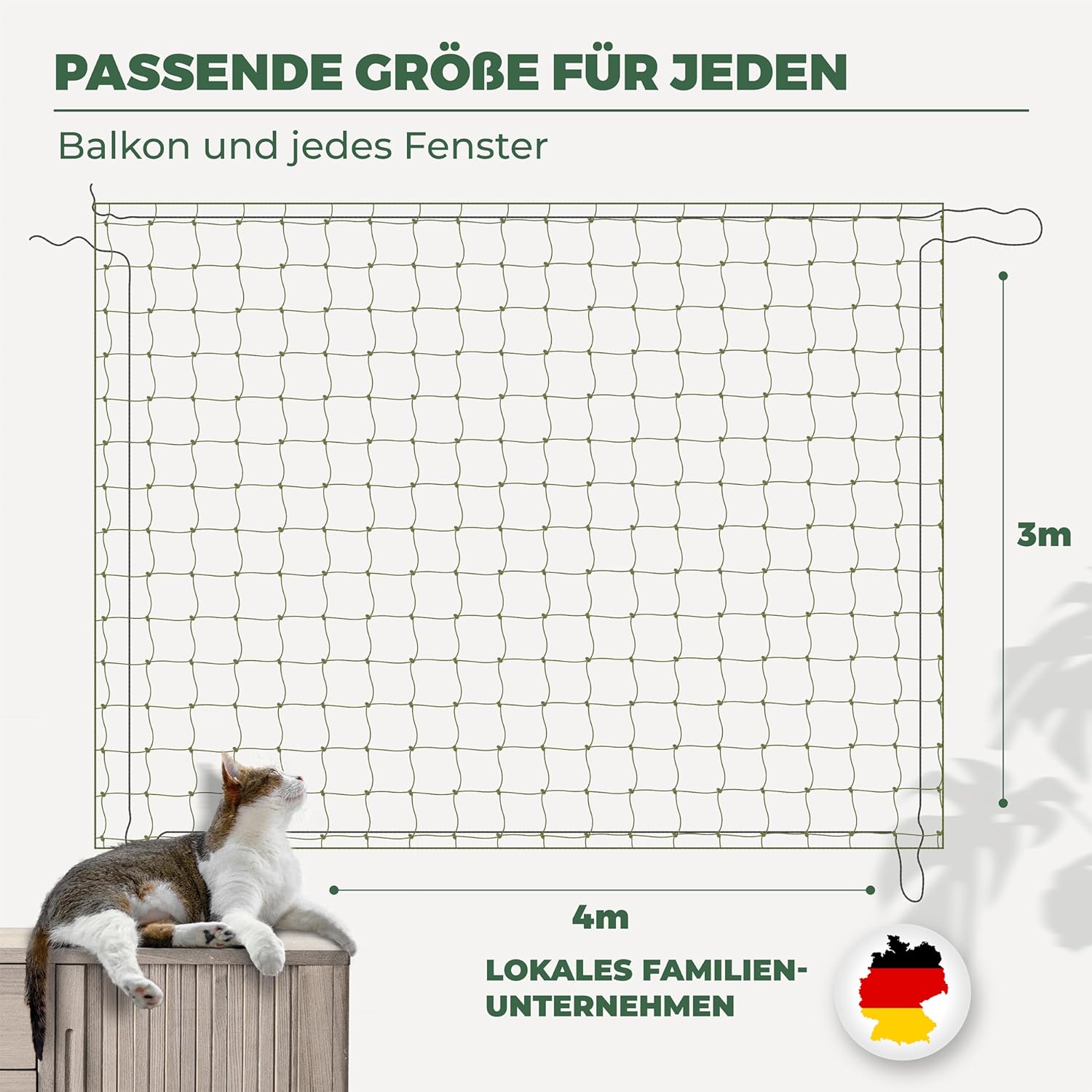 Katzennetz für Balkon 4m x 3m