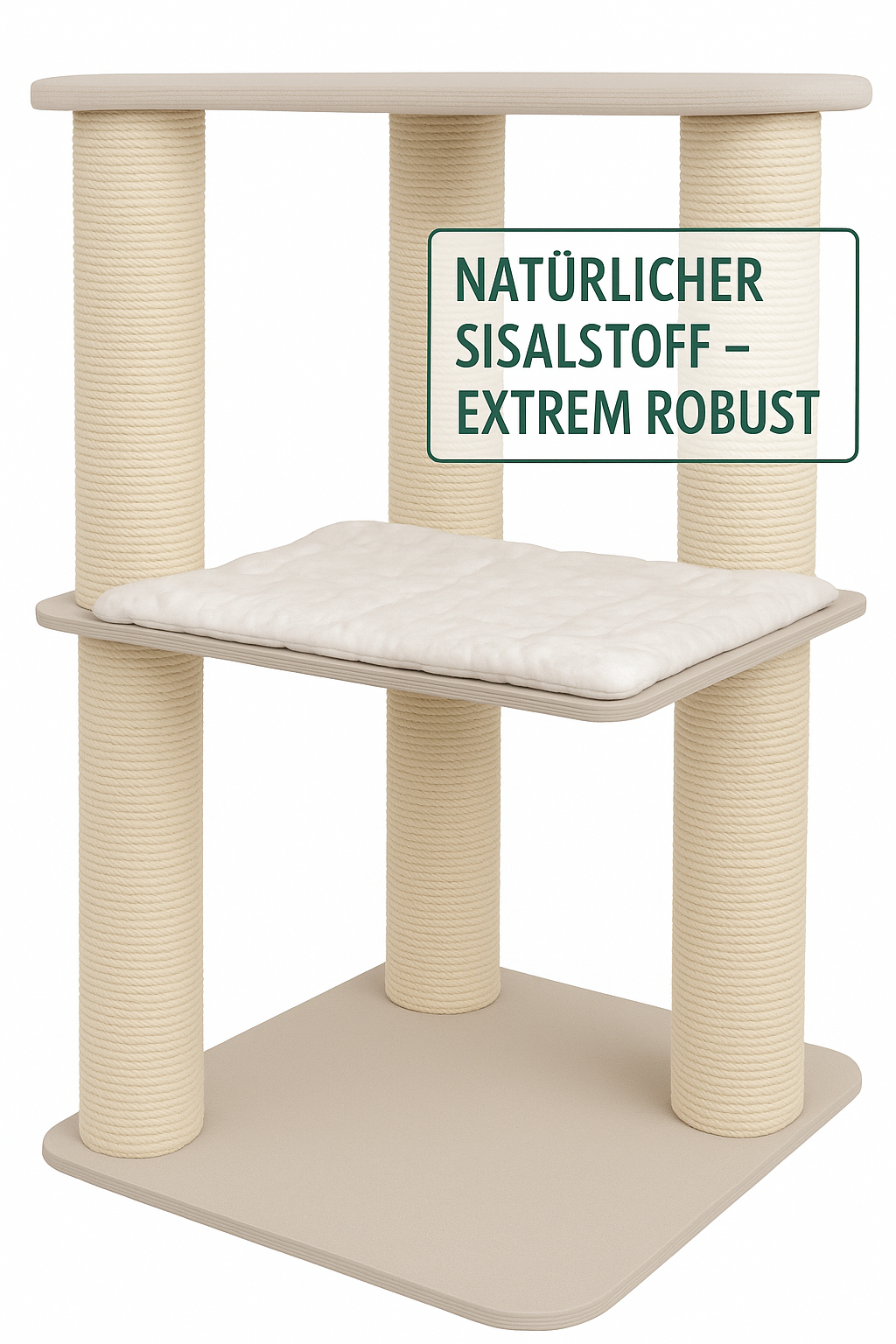Hochwertiger Kratzbaum aus Holz – stabiler Design-Kratzbaum mit 15 cm Sisalstämmen, massiver Bodenplatte & waschbaren Bezügen