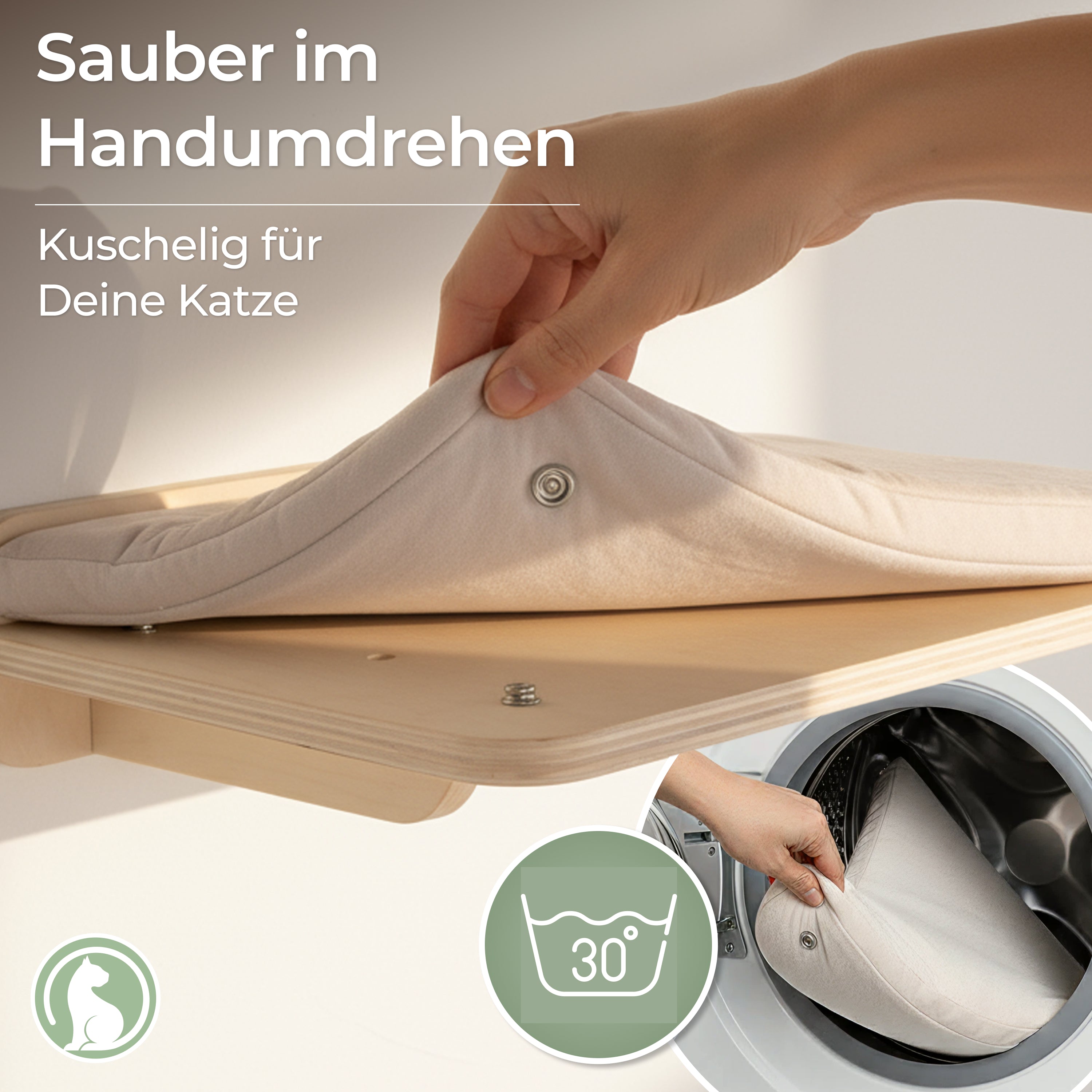 WOOWOOD® COMFY SET - 2X Wandliege Katzen - 2X Katzentreppe Wand [Vollholz] - Katzen Kletterwand Set (5 teilig)