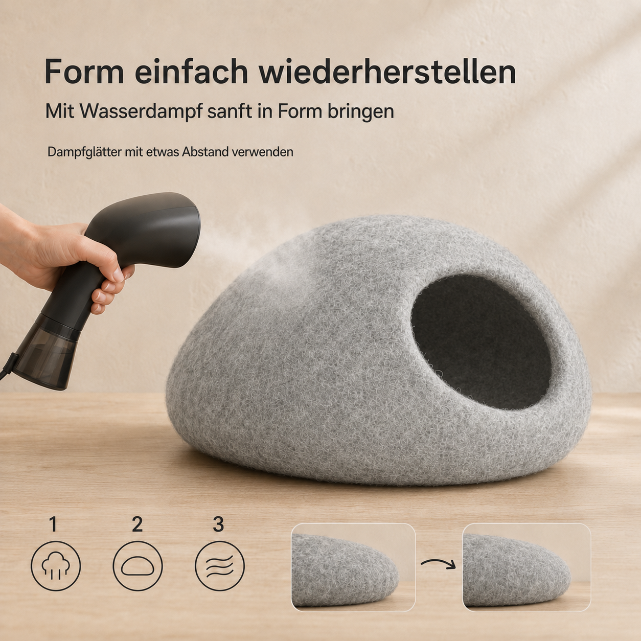 Form einfach wiederherstellen – mit Wasserdampf in Form bringen