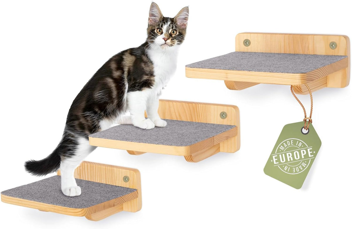 WOOWOOD Katzentreppen XL Massivholz 3er-Set