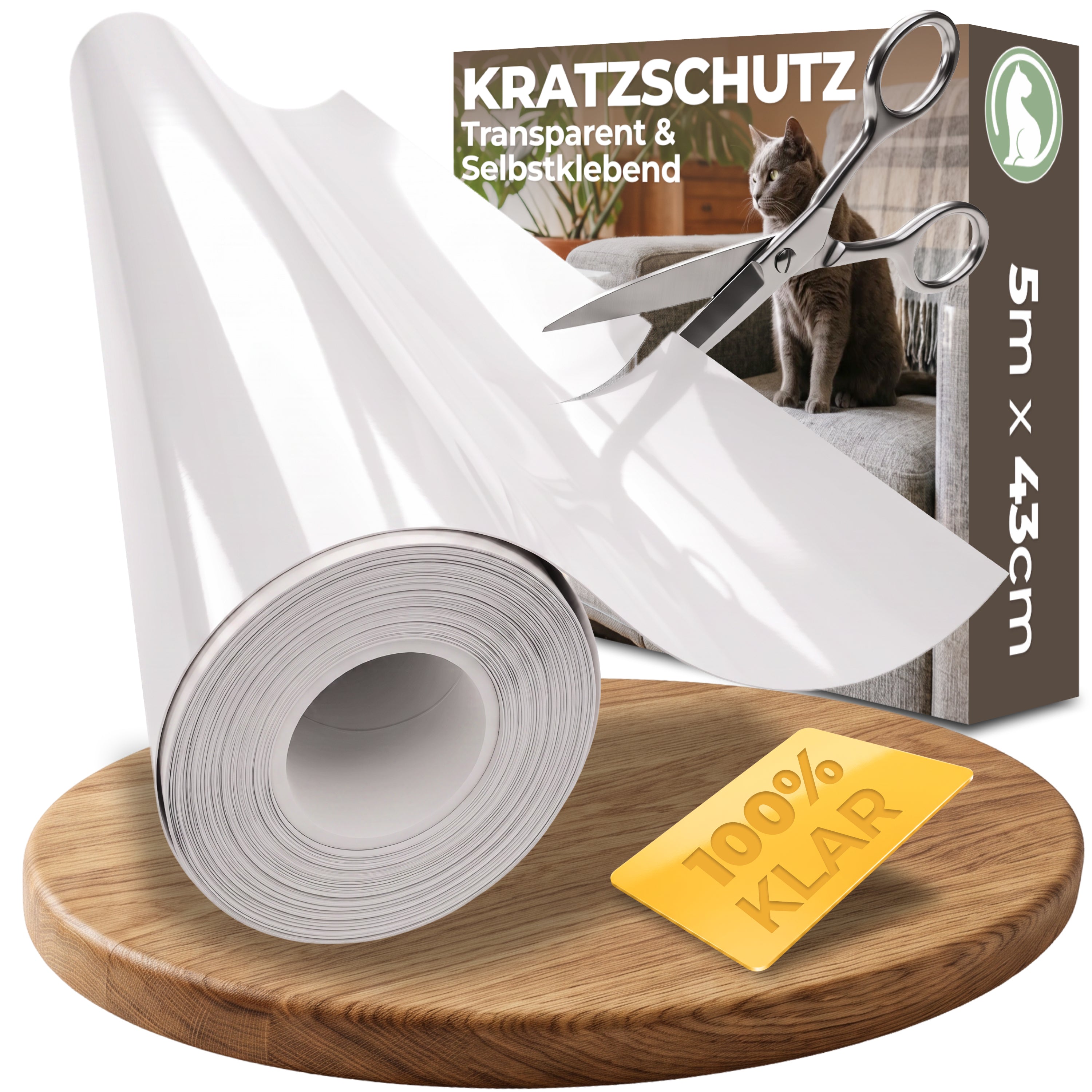 WOOWOOD Kratzschutzfolie Katze selbstklebend