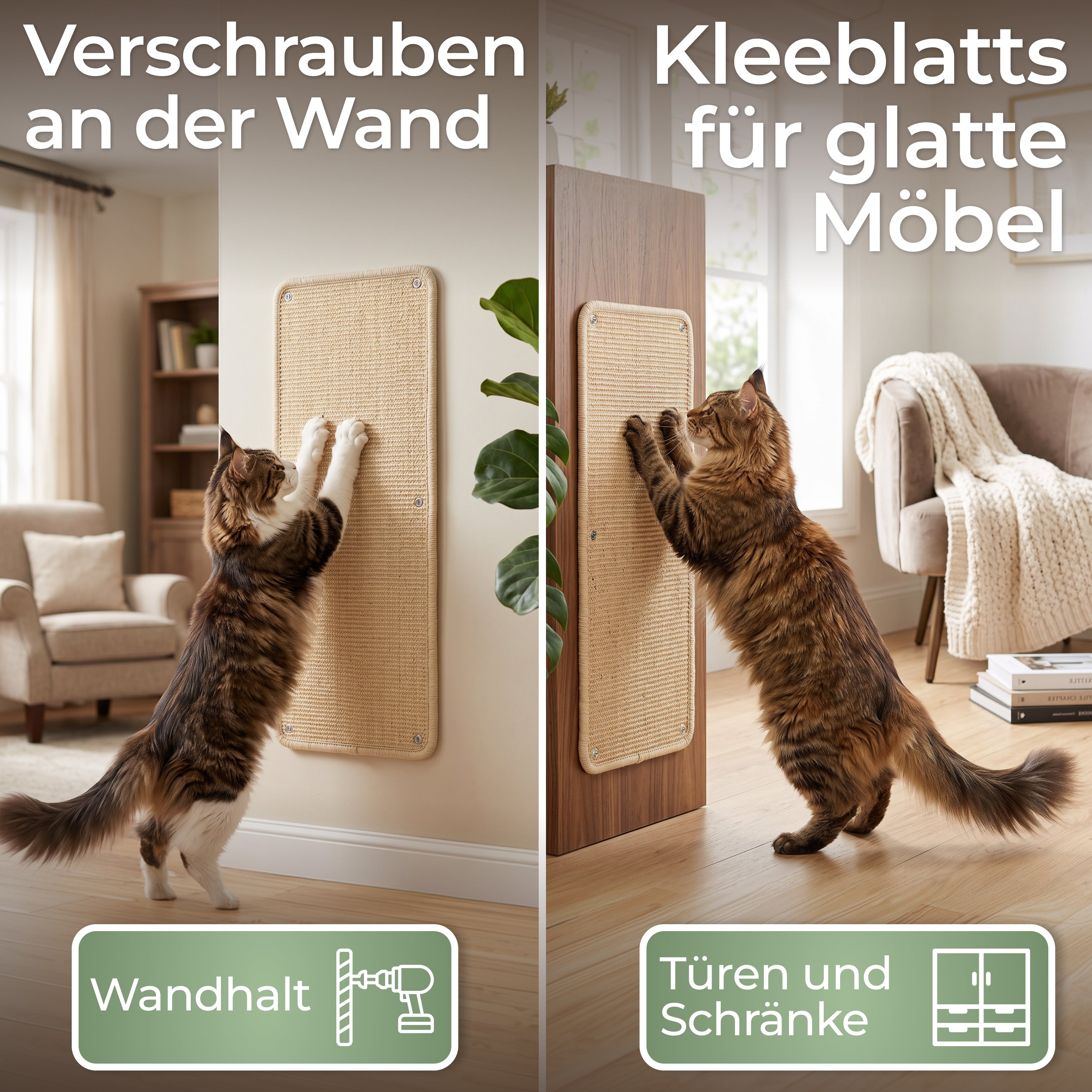 Kratzschutz Sisalmatte 2er Set für Wand und Möbel
