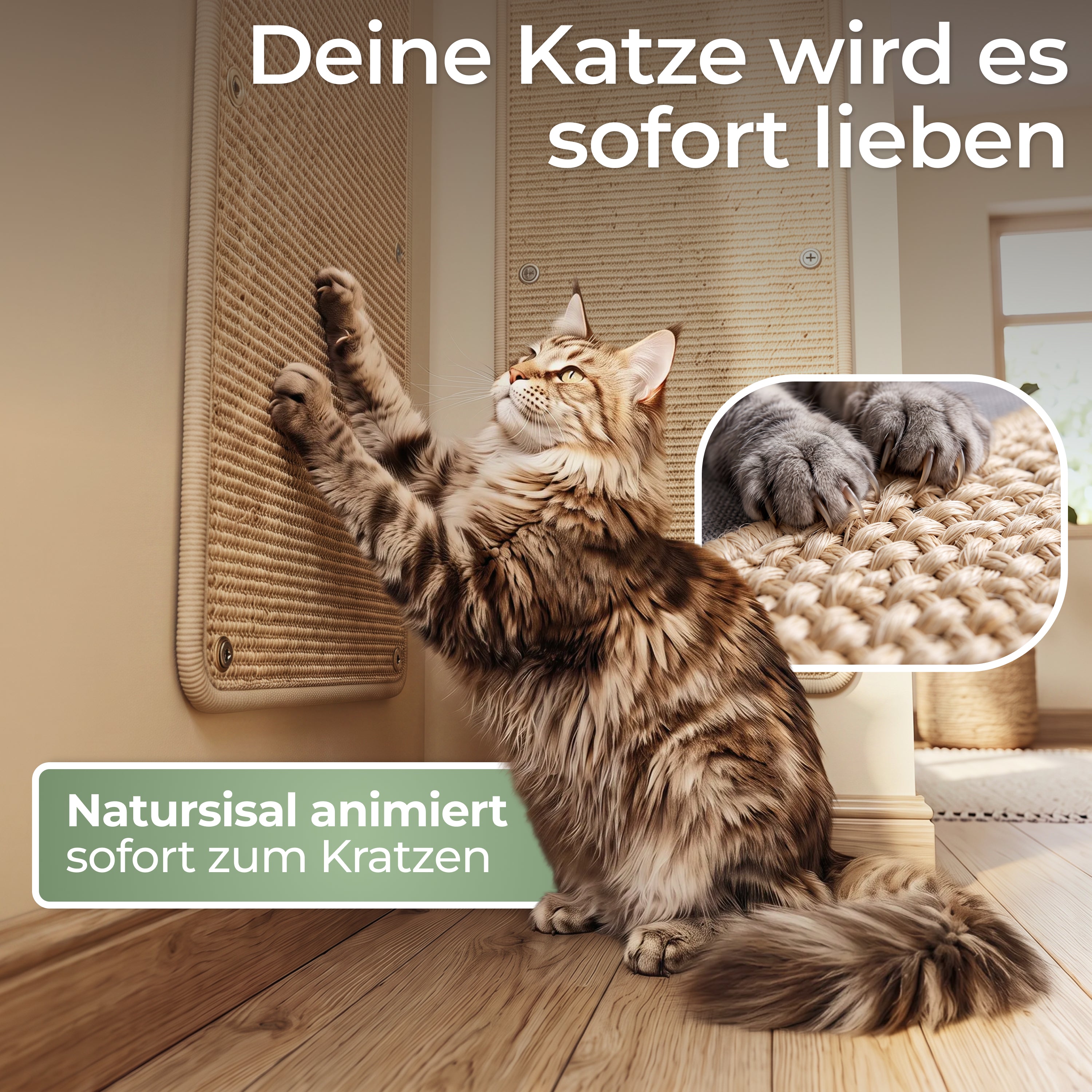 Kratzschutz Sisalmatte 2er Set für Wand und Möbel