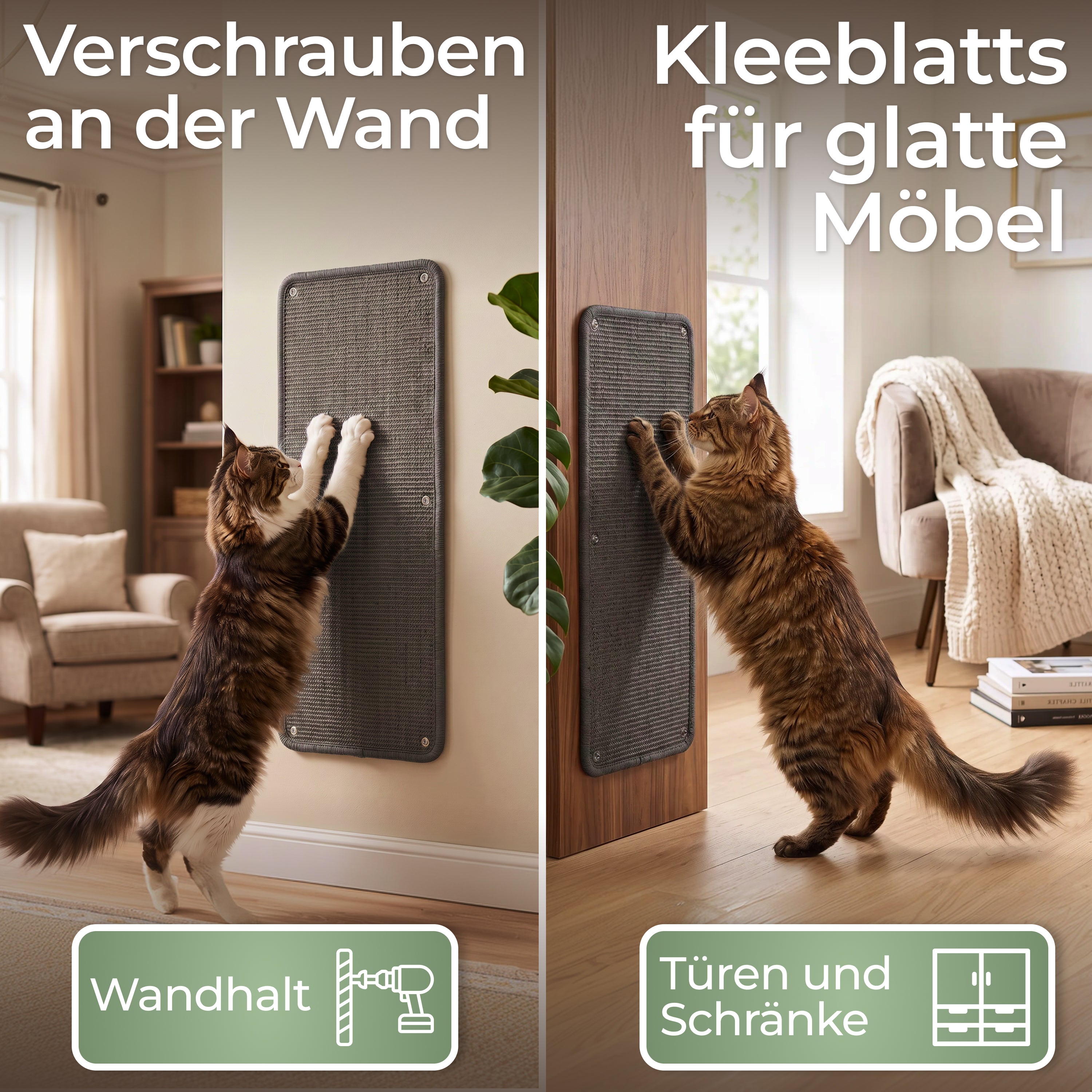 Kratzschutz Sisalmatte 2er Set für Wand und Möbel Grau