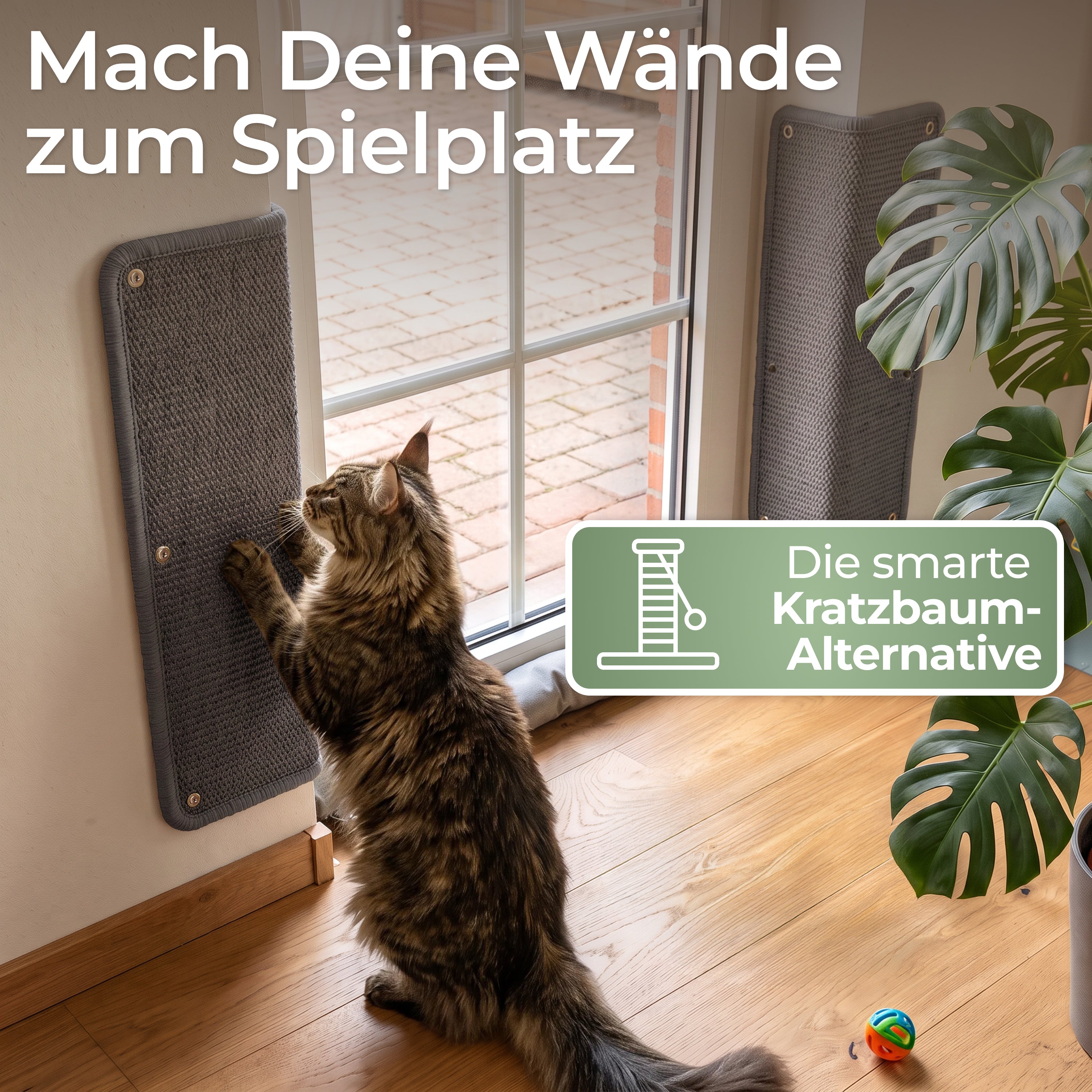 Kratzschutz Sisalmatte 2er Set für Wand und Möbel Grau